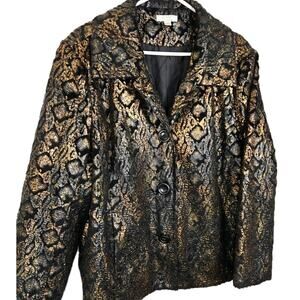 NEW Erin London Womens Jacket 2X Animal Print Metallic Copper Black Moto MOBWIFE